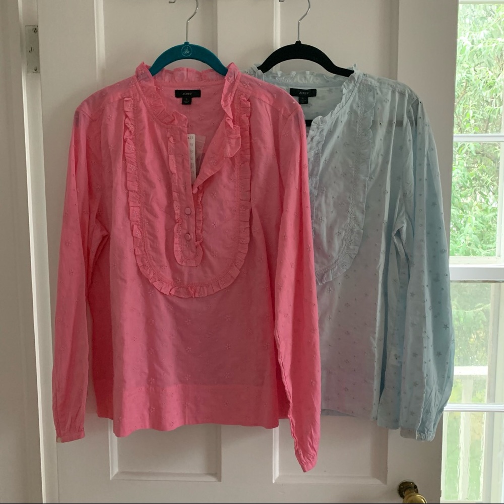 NWT 2-for-1 J. Crew Eyelet Popover Blouses